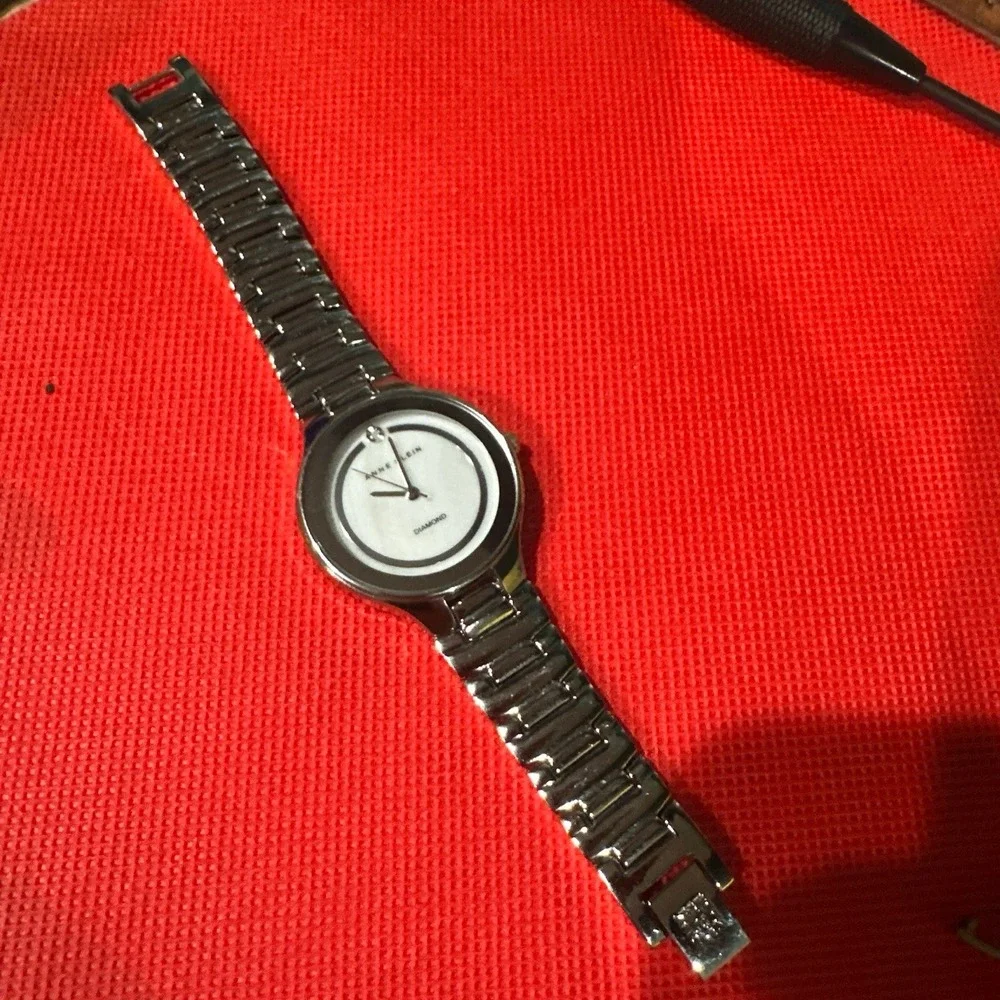 WORKING Anne klien diamond silver‎ watch ladies new battery